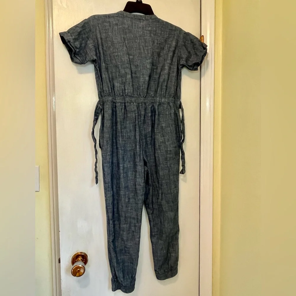Free Assembly Girls Blue Denim Jean Jumpsuit one piece outfit w/ Belt Size Med